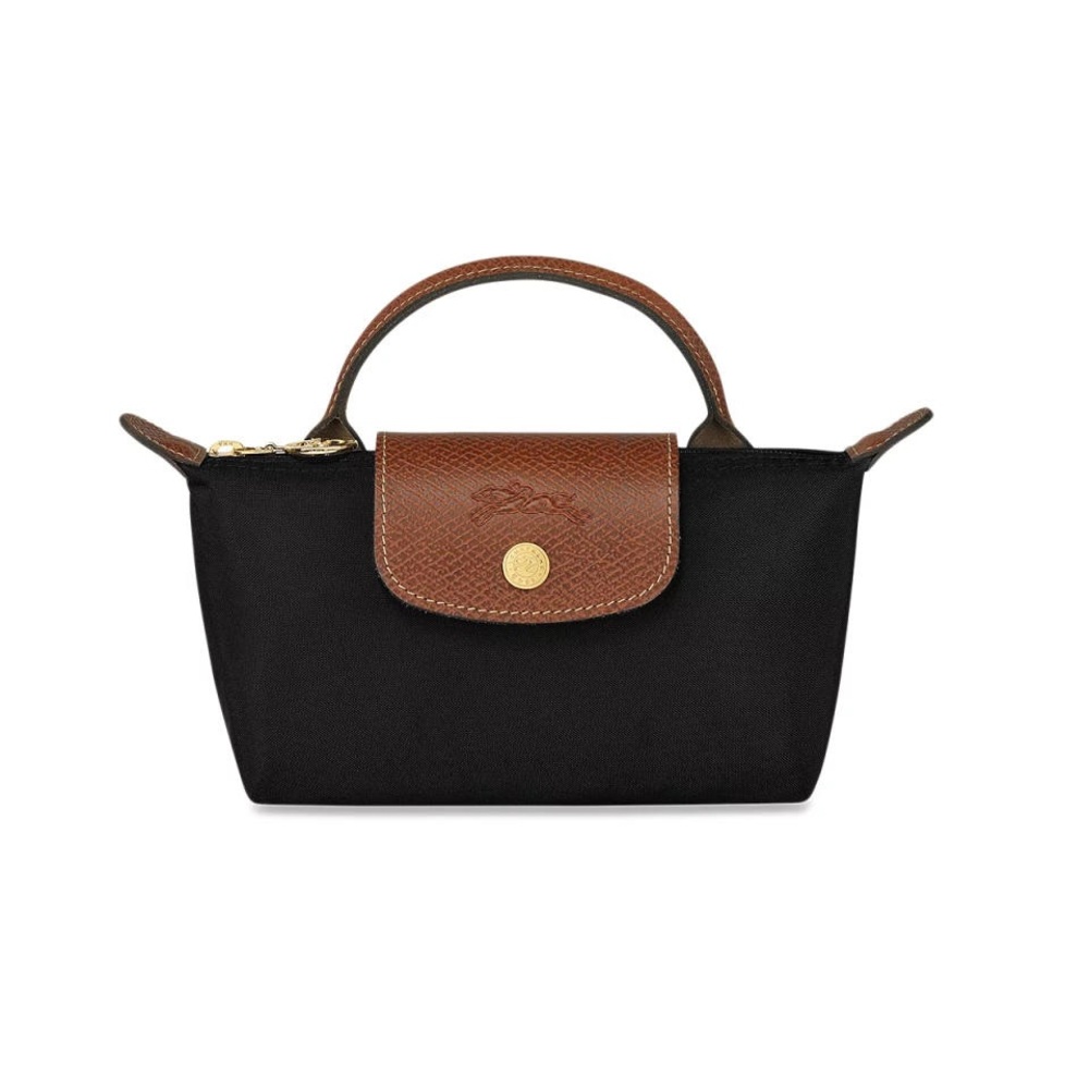 Longchamp Black and Brown Mini Le Pliage